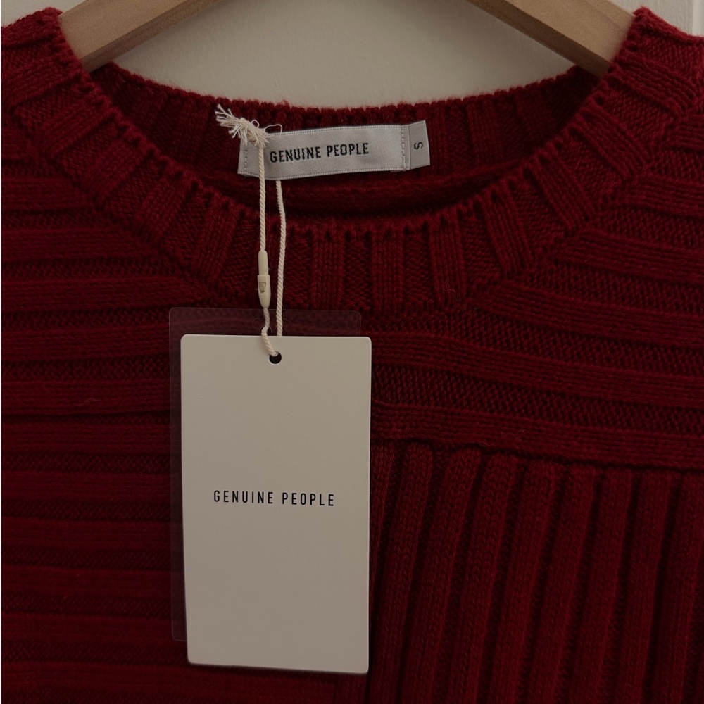 Wool Ribbed Red Sweater S - Picture 3 of 3